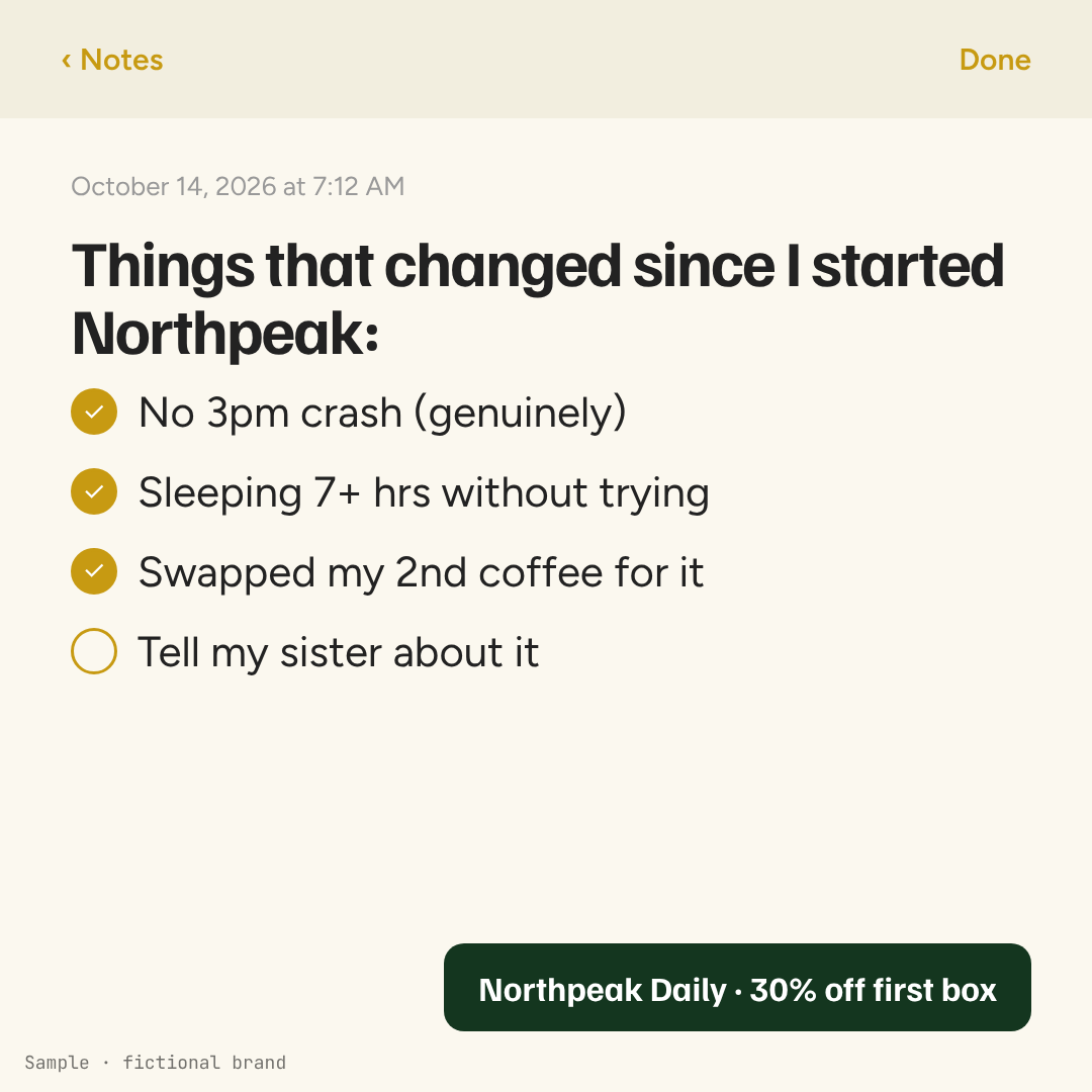 Notes app style ad sample